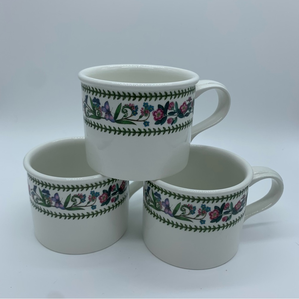 Portmeirion Botanical Garden Stoke On Trent Coffee Tea Mug Cup Set Of Three